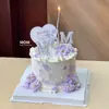 Decoraciones para Pastel Día de las Madres 2026 Adorno de Perla MOM Mamá Hada Feliz Fiesta Topper Inserto en Forma de Corazón