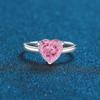 Anel de prata esterlina S925 feminino com corte de flor de gelo, azul-marinho, diamante rosa, branco, incrustado, amor, anel de diamante único, fornecimento direto da fábrica