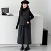 Conjunto de chaleco de lana para niñas de otoño e invierno, ropa nueva para niños, chaleco para niñas, top de capa base y pantalones cropped, un conjunto de tres piezas de moda