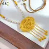 Colgante Hecho a Mano de Oro de Arena Antigua Estudiante del Emperador de Ni Xin para Mujer, Collar de Cuerda Trenzada con Perlas de Concha del Mar del Sur de Imitación Pura Hecho a Mano, Gama Alta
