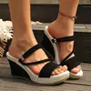 Sandalias de Cuña con Plataforma de Punta Abierta de Terciopelo Transfronterizas para Mujer Moda Europea y Americana Sandalias de Tacón Alto Uso Bidireccional Sandalias de Plataforma para Mujer
