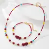 Novo Estilo Chinês Cinnabar Natural Pixiu Pérola de Água Doce Pulseira Colar Acessórios Estilo Chinês Luxo Leve Retro Desejo
