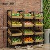 Prateleira Multi-camada de Frutas Prateleira Prateleira Supermercado Frutaria Frutas e Legumes Rack Vegetal Criativo Multi-camada Loja de Frutas Prateleira de Aço e Madeira