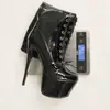 Botas altas de charol para mujer para otoño e invierno, punta redonda, tacón ultraligero, cremallera lateral, plataforma impermeable, charol brillante, botas de montar de talla grande transfronterizas para mujer