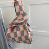 Bolsa de colete bolsa de colete bolsa de malha moderna bolsa bolsa de flores xadrez plaid cor de contraste Coreia do Sul ins estilo