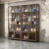 Vitrina de madera maciza en nuevo estilo chino, gabinete decorativo, estante para exhibir té, bodega, estante de almacenamiento de pie, estantería, gabinete de múltiples tesoros