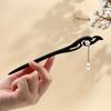 Guofeng Hanfu Pinza para el Cabello Diaria de Ébano con Borla Pinza Simple para el Cabello Accesorios para el Cabello Elegantes de Gama Alta