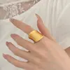 Anel escovado de alta qualidade para mulheres, borda larga geométrica, irregular, moderno, único, anel aberto estilo hip-hop, anel para dedo indicador estilo ins