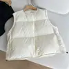 90 Pluma de Pato Blanco Diseño Puff de Pan Chaleco Chaqueta de Plumas Estilo Corto Simple Chaleco 083