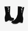 Nuevos de importación suministro Botas de media pantorrilla de terciopelo mate con tacón de cuña interior botas casuales talla 33-43 botas de talla grande