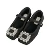 Sapatos Quadrados de Veludo com Fivela de Strass e Pelo para Outono e Inverno Femininos Novos Versáteis Elegantes Sapatos Mary Jane Sapatos Quentes de Algodão