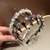 Coreia do Sul Avançada Faixa de Cabelo Dente Cabeça Tecelagem Enrolada à Mão Cristal Pedras Coloridas Grampos de Cabelo Cabelo Quebrado Coletor Faixa de Cabeça Versátil