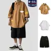 Conjunto de Camisa de Manga Curta de Verão para Homens Plus Size Pessoa Gorda Tendência Americana Jovem Canalha Conjunto Fresco de Três Peças Homens