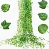 Enredadera de Ratán Artificial Hiedra Colgante de Pared Hojas Verdes Falsas Decoración de Escena Planta Verde Potos Artificial de Interior