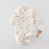 Macacão Duoduo Coelho Bebê Outono e Inverno Algodão Puro Quente Roupa Íntima Acolchoada para Recém-Nascido Macacão Bebê Pijama