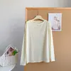 Camisa de Proteção Solar Manga Longa com Estampa de Letras em Espuma Estilo Coreano, Top Camiseta de Verão Slim-Fit Fina com Gola Redonda Estilo Relaxado