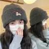 Coreia do Sul Bonito Filhote De Cachorro Bordado Chapéu De Malha Das Mulheres Inverno Novo Chapéu De Lã Quente All-match Casual Proteção Da Orelha Chapéu Frio para Homens