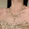 Nuevo Collar de Gota de Agua Nieve Copo de Nieve con Perlas de Alta Resistencia, Exquisito, de Alta Gama, Único y de Aspecto Elegante Cadena para Clavícula de Vestido de Noche
