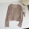 Cardigã Leve de Malha de Algodão Tencel para Mulheres, Roupa com Proteção Solar, Camisa de Manga Longa Transparente de Verão para Ar Condicionado, Roupa de Dança, Cobertura para Yoga para Mulheres