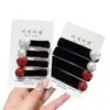 Pin de Terciopelo Rojo con Perlas de una Palabra Casual para Mujer 2025 Nuevo Pin Elegante Bb Pin para Mechones Laterales Flecos Accesorios para el Cabello de Otoño e Invierno
