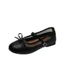 Zapatos de Cuero Mary Jane con Punta Redonda para Mujer, Nuevo Estilo Verano 2026, Boca Baja, Versátiles, Combinan con Faldas, Zapatos de Salón con Lazo Estilo Francés