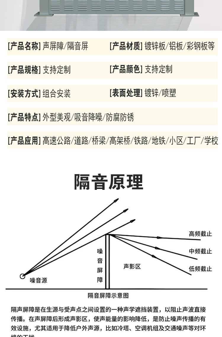 工厂小区学校声屏障百叶孔降噪围挡城市道路隔音屏居民区吸音墙