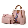 Bolsas para Mujer 2024 Nuevo Conjunto de Cuatro Piezas de Moda Europea y Americana: Bolso Tote, Bolso de Hombro, Bolso Cruzado, Bolso Cubo, Bolso de Mano Mult piez