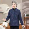 Abrigo con solapa estampada de la abuela para mujer, top elegante para madres de mediana edad y mayores, ropa de mujer estilo chino, manga larga, primavera y otoño, talla grande