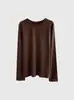 Camiseta de Manga Longa Estilo Minimalista Outono 2026 Algodão Puro Corte Solto Para Ir ao Trabalho Casual Emagrecedora Estilo Básico Simples Camada Interna