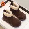 Botas de nieve para niñas, nuevas botas de invierno 2026, botines para niños, zapatos de algodón cálidos forrados de felpa para otoño e invierno, zapatos peludos