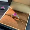 Anel de Prata Esterlina S925 com Safira Rosa para Mulheres, Design de Nicho, Anel de Pedra Colorida de Luxo de Alta Qualidade, Popular na Europa e América, Transmissão ao Vivo