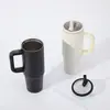 Novo copo de gelo simples de camada dupla com retenção de frio e alça, isolamento em aço inoxidável, à prova de vazamentos, bico dobrável, copo de carro portátil