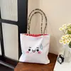 Bolso de Lona Bordado Nuevo Otoño 2026 Bolso Tote Pequeño para Mujer Estilo de Oficina Bolsa Cuadrada Vertical