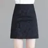Saia feminina estilo chinês, nova saia bodycon estilo chinês, nova saia curta de jacquard de cintura alta para primavera e outono 2026, afunilada, linha A