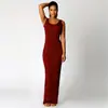 2025 Roupas Femininas Casuais de Verão Novas Europeias e Americanas Amazon Transfronteiriça Colete Sexy Saia Longa Vestido Slim Sem Mangas