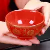 Cuencos de Cerámica para Adorar Dioses y Budas, Cuencos Rojos para Bodas, Celebraciones de Inauguración de Casa, Cuencos para la Alegría y la Prosperidad, Templos Ofreciendo Cuencos Rojos para la Adoración