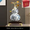 Adorno de Calabaza de Cerámica Esmaltada con Acabado de Alta Gama, con un Patrón Azul y Blanco, Adecuado para Sala de Estar, Vinoteca, Oficina o Decoración de Casa Nueva en Estilo Chino Moderno
