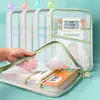 Bolsa para Materias en Forma de L de Tres Capas con Apertura Grande para Documentos con Cremallera Transparente de Malla Bolsa de Almacenamiento para Exámenes de Estudiante