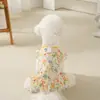 Roupas Frescas de Verão Finas com Proteção Solar e Estampa Floral para Cães e Gatos, Adequadas para Corgis, Bichons, Poodles, Cães de Porte Pequeno e Médio