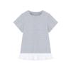Camiseta de Encaje con Costuras de Estilo Dulce y Delicado para Niña, Mangas Cortas, Verano 2025, Ajustada, Adelgazante, Top de Estudiante de Moda