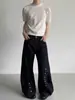 Jeans Casuales de Pierna Ancha para Hombre, Estilo Americano, Cierre de Botones Curvos, Corte Holgado, Pantalones Largos con Efecto de Caída, 2025