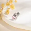 Brincos de Titânio Estilo Girly Doce e Fofo Coração Zircônia Gatinho Haste de Parafuso Dupla Ponta Piercing para Lóbulo da Orelha