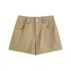 688901-26 Verão Estilo Coreano Cintura Alta Alongamento das Pernas Liso Estilo Básico Shorts Cargo Calças Casuais Femininas