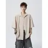 Camisa de Manga Corta Desestructurada Estilo Americano de Ropa de Trabajo para Hombre, Camisa Holgada de Marca Moderna de Verano, Chaqueta Cardigan Retro de Calle