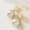 Brincos de Pérola Shijia Redondos Perfeitos de Alto Brilho Estilo Fada, Gentis e Elegantes, Brincos de Luxo Leve e Sofisticados para o Dia a Dia