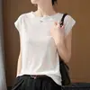 Top simples de verão fino, sem mangas, cor sólida, com pequenas mangas bufantes, top básico de gola redonda, regata fina, camisa de tricô para mulheres