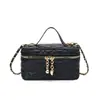 Nova coleção de outono: bolsa de ombro pequena, chique, com padrão de losangos, bolsa de maquiagem estilosa e elegante, bolsa de mão quadrada pequena