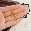 Novo Estilo Coração Cromado Dourado Imitação Cruz de Fogo Colar para Mulheres, Estilo Hip-Hop Corrente de Suéter Ouro de Areia Vietnamita Suprimento de Joias