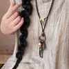 Collar de Pluma de Bronce para Mujer, Estilo Étnico Bohemio, Diseño Largo de Doble Capa, Accesorio de Alta Gama con un Toque de Nicho y Sofisticado