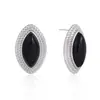 Pendientes Vintage de Esmalte Negro con un Toque de Lujo de Nicho, Pendientes de Acero Inoxidable, Accesorios para Orejas de Lujo Ligero, Joyería Transfronteriza de Acero de Titanio